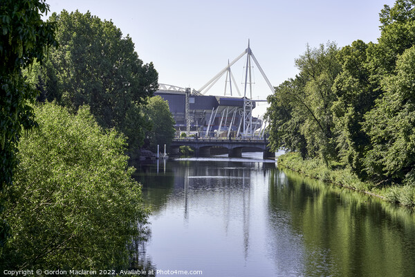 The Principality Stadium and the River Taff Picture Board by Gordon Maclaren