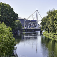 Buy canvas prints of The Principality Stadium and the River Taff by Gordon Maclaren