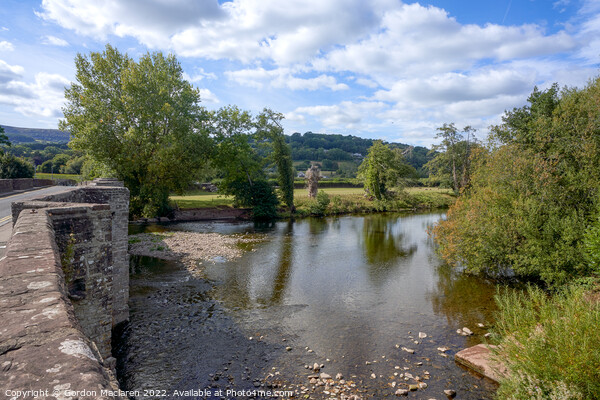 River Usk and the Crickhowell Bridge Picture Board by Gordon Maclaren