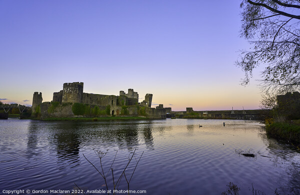 Sunset, Caerphilly Castle, South Wales Picture Board by Gordon Maclaren