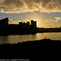 Buy canvas prints of Sunset Caerphilly Castle Wales by Gordon Maclaren