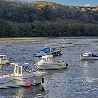 Buy canvas prints of Boats on East Looe River by Gordon Maclaren