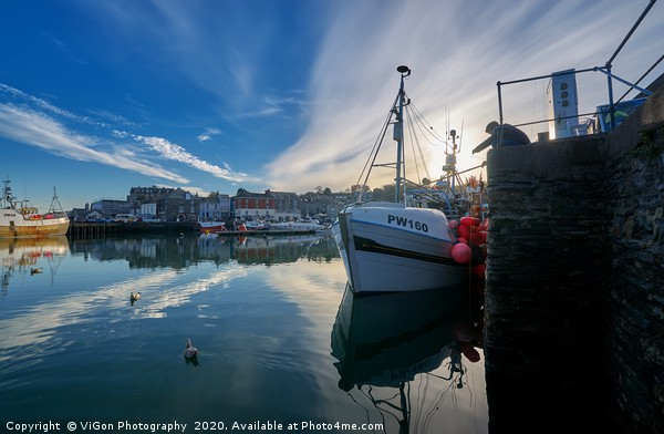 Fishing in Padstow Harbour Picture Board by Gordon Maclaren