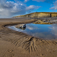 Buy canvas prints of Reflections in a pool, Glamorgan Heritage Coast by Gordon Maclaren
