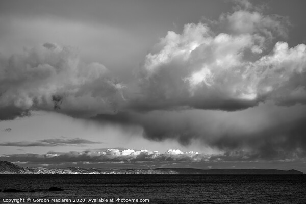 B+W Cloud formation over Whitsand Bay, Looe, Cornwall Picture Board by Gordon Maclaren