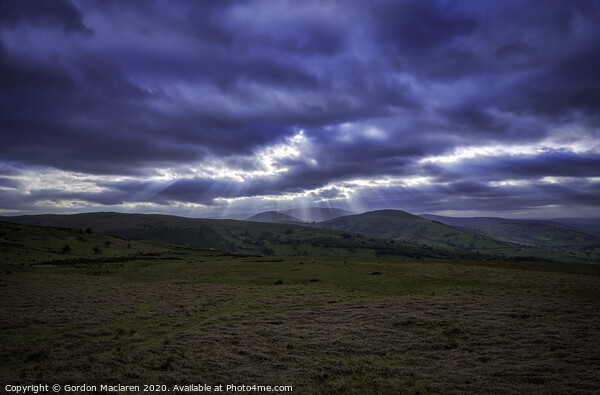 Gods Rays over the Brecon Beacons Picture Board by Gordon Maclaren