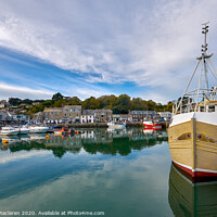 Buy canvas prints of Reflections in Padstow Harbour Cornwall by Gordon Maclaren