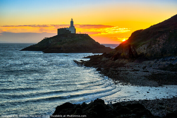 Sunrise over Mumbles Lighthouse Picture Board by Gordon Maclaren