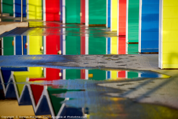 Reflections of Barry Island Beach Huts  Picture Board by Gordon Maclaren