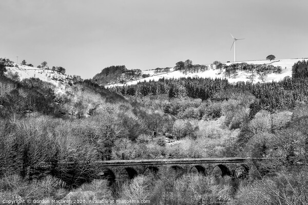 Bargoed Viaduct and Wind Turbine Picture Board by Gordon Maclaren