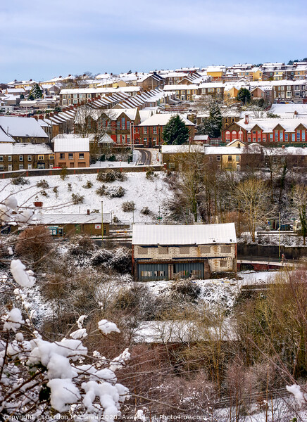The town of Bargoed in the snow Picture Board by Gordon Maclaren