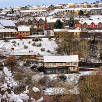 Buy canvas prints of The town of Bargoed in the snow by Gordon Maclaren
