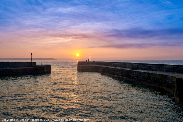 Cornish Sunrise , Charlestown Harbour Picture Board by Gordon Maclaren