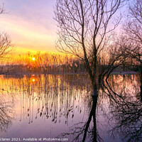 Buy canvas prints of Sunset over Llangorse Lake by Gordon Maclaren