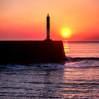 Buy canvas prints of Sunset Aberystwyth Harbour Lighthouse by Gordon Maclaren