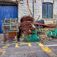 Buy canvas prints of Lobster Pots and fishing tackle, Aberystwyth Harbour by Gordon Maclaren