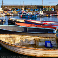 Buy canvas prints of Boats in Mevagissey Harbour Cornwall by Gordon Maclaren