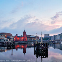 Buy canvas prints of A Glorious Winter Sunrise over Cardiff Bay  by Gordon Maclaren