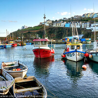 Buy canvas prints of Fishing Boats in Mevagissey Harbour Cornwall by Gordon Maclaren