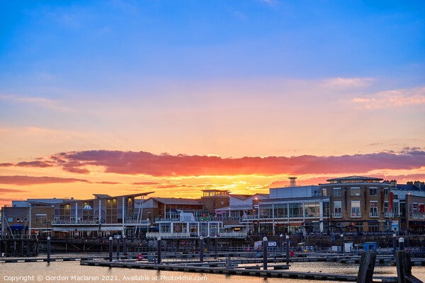 Glorious Winter Sunset over Cardiff Bay  Picture Board by Gordon Maclaren