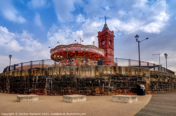 Cardiff Bay, the Carousel and the Pierhead Building Picture Board by Gordon Maclaren