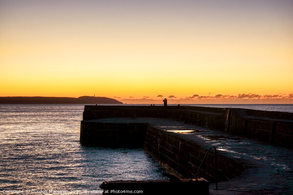 Early morning Fisherman on Charlestown Harbour Wall Picture Board by Gordon Maclaren