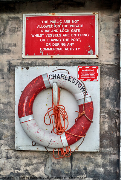 Lifebelt, Charlestown Harbour Picture Board by Gordon Maclaren