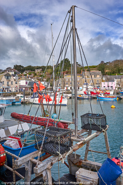 Boats moored in Padstow Harbour Cornwall Picture Board by Gordon Maclaren