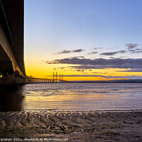 Buy canvas prints of A magnificent sunset over the severn bridge by Gordon Maclaren