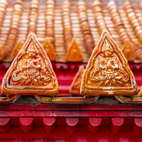 Buy canvas prints of Ornate roof tiles on a temple in Bangkok, Thailand,  by Christina Hemsley