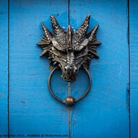 Buy canvas prints of Dragon head door knocker by Christina Hemsley