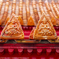 Buy canvas prints of Ornate roof tiles on a temple in Bangkok, Thailand,  by Christina Hemsley