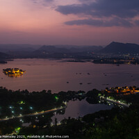 Buy canvas prints of Twilight view of Lake Pichola and Udaipur in India by Christina Hemsley