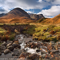Buy canvas prints of  Three Sisters Mountains in Glen Coe Scotland by Barbara Jones