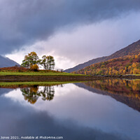 Buy canvas prints of Loch Leven Reflections in Autumn Scotland by Barbara Jones