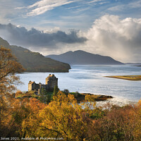 Buy canvas prints of Eilean Donan Castle in Autumn Loch Duich Scotland by Barbara Jones