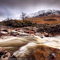 Buy canvas prints of The Raging Power of the River Etive. by Barbara Jones