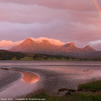 Buy canvas prints of Ben Loyal Sunset and Rainbow Scotland by Barbara Jones