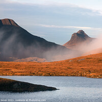 Buy canvas prints of Majestic Stac Pollaidh in Autumn Mist by Barbara Jones