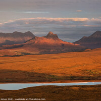 Buy canvas prints of Autumn View Inverpolly Hills NW Geopark Coigach. by Barbara Jones