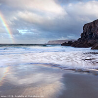 Buy canvas prints of Durness, Sango Sands Rainbow  NC500 Scotland. by Barbara Jones