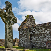 Buy canvas prints of Kildalton Church Ruin and Celtic Cross Islay   by Barbara Jones
