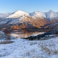Buy canvas prints of Five Sisters and Loch Duich in Winter Kintail Scot by Barbara Jones