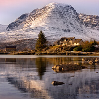 Buy canvas prints of Applecross Hills Winter Sunset Reflection Scotland by Barbara Jones