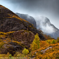 Buy canvas prints of Glen Coe, Three Sisters Mountains Autumn Mist. by Barbara Jones