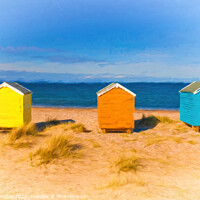 Buy canvas prints of Colourful Beach Huts of Findhorn by Barbara Jones