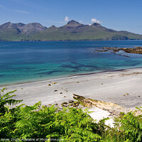 Buy canvas prints of Isle of Eigg, Singing Sands View in Summer Scotlan by Barbara Jones