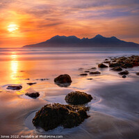 Buy canvas prints of Sunset over Rum from Eigg, Small Isles Scotland. by Barbara Jones