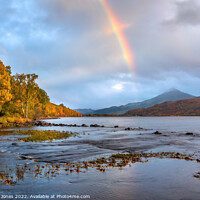 Buy canvas prints of Loch Rannoch Rainbow over Schiehallion Scotland. by Barbara Jones