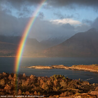 Buy canvas prints of Loch Torridon Rainbow in Winter, Scotland. by Barbara Jones